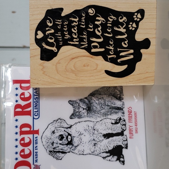 Dog Stamp Dog Stamps for Crafts Love with All Your Heart Deep Red Furry Friends - Picture 16 of 16